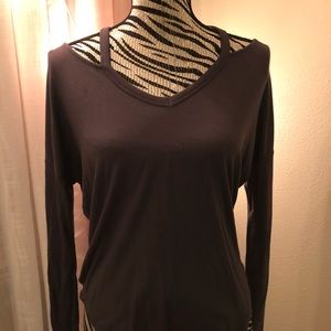 Express Peek a boo shoulder long sleeve top